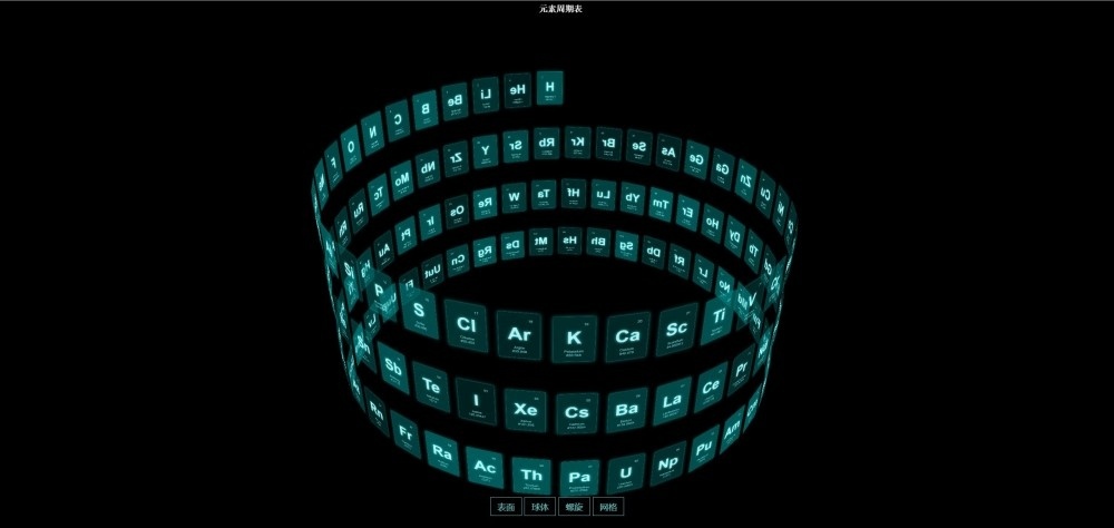3D元素周期表html源码