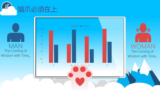 小火箭升空矢量卡通PPT模板