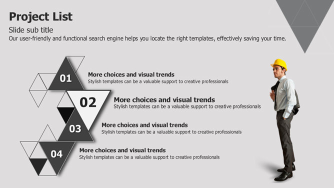 创意三角形排版建筑施工PPT模板