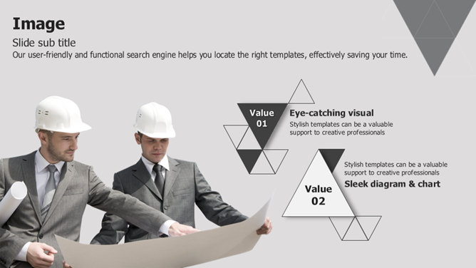 创意三角形排版建筑施工PPT模板