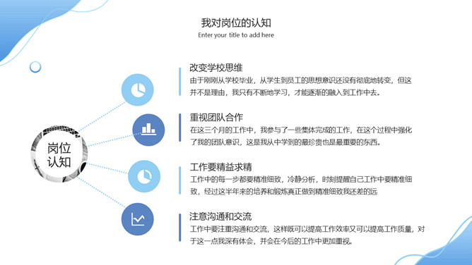 蓝色波浪试用转正述职报告PPT模板