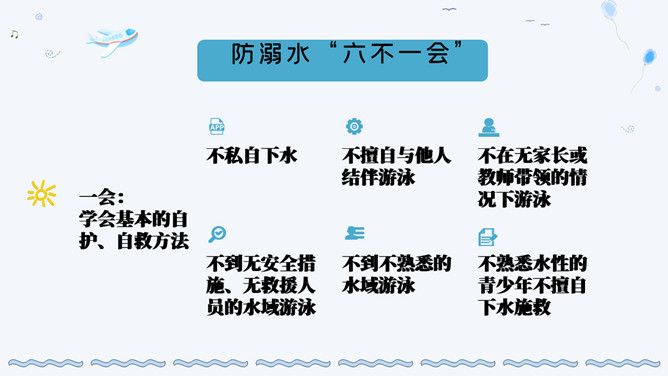 防溺水安全主题班会课件PPT模板