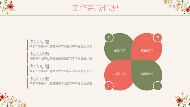 唯美藤蔓花朵花枝PPT模板